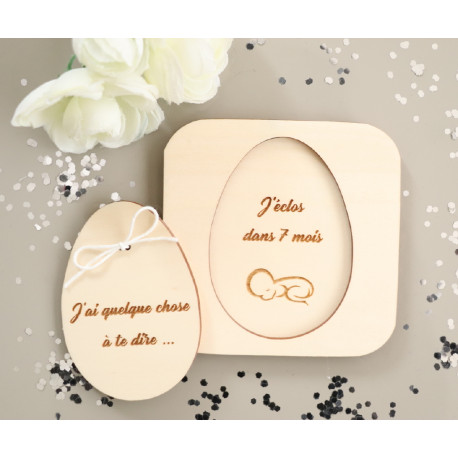 Coffret Surprise En Bois Oeuf Pour Annonce Personnalisee Grossesse Bebe